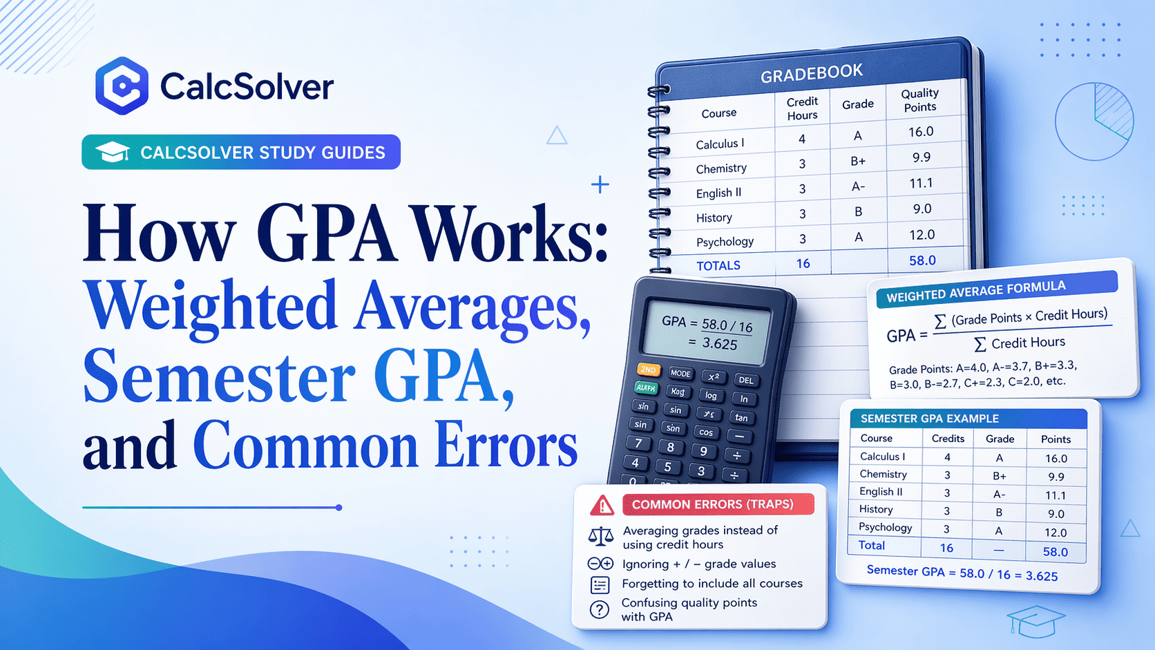 How GPA Works: Weighted Averages, Semester GPA, and Common Errors article banner image